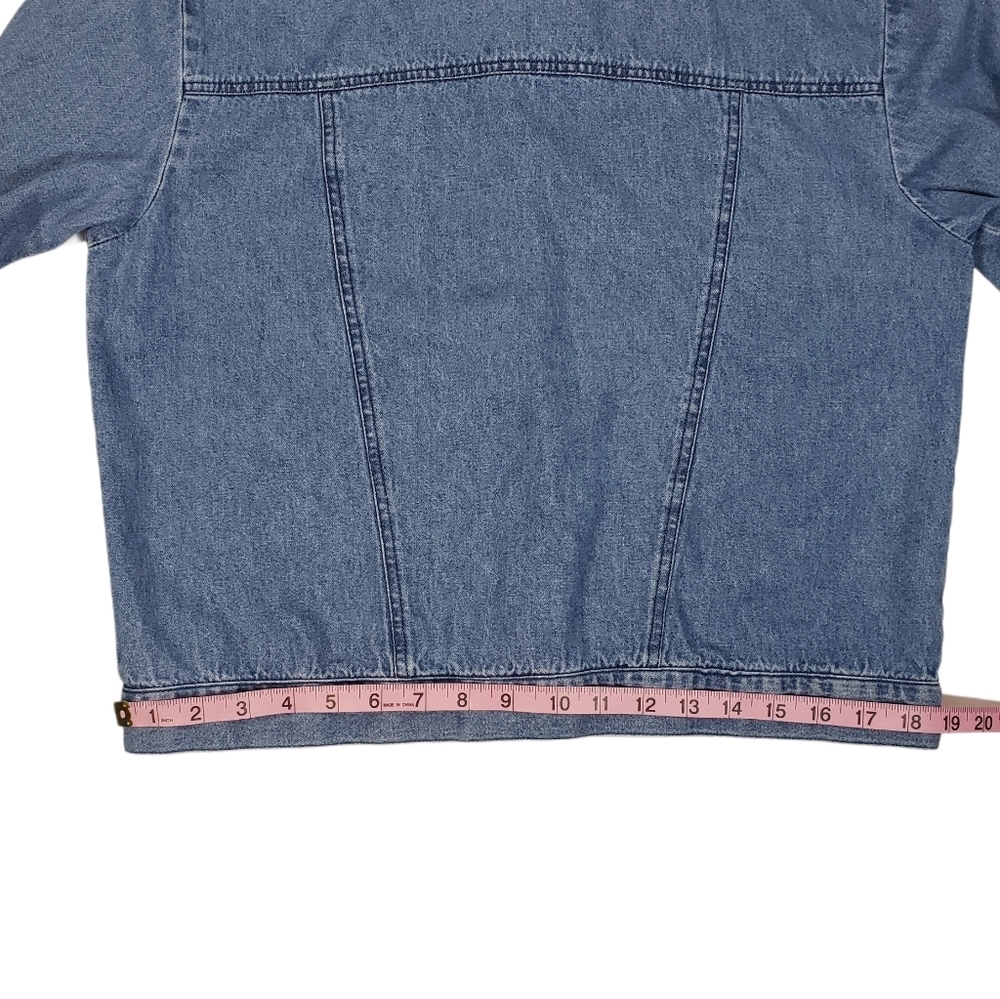 Vintage Saint Germain Blue Chambray Jacket Sz L ? Crotchet Button Up Jean Denim - Picture 10 of 12